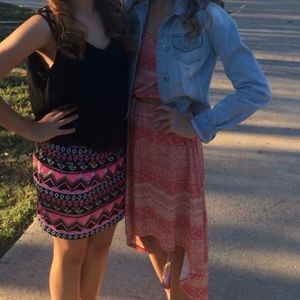 High Low coral soft dress. strapless bandeau type